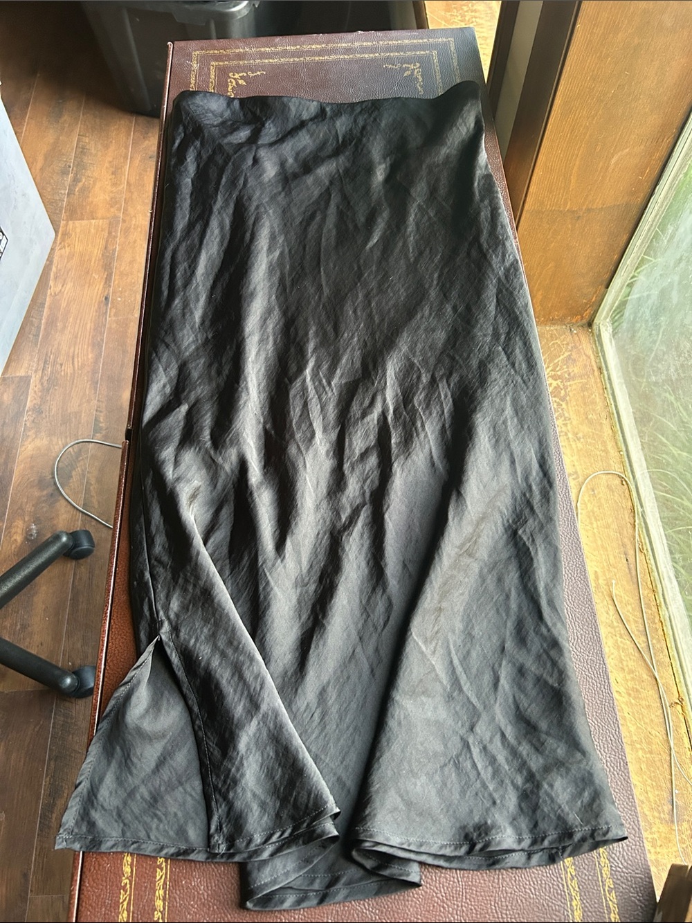 2 pack! Sleek Black Satin Maxi Skirt and Sleek brown leopard Satin Maxi Skirt.